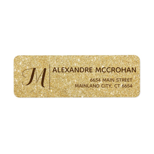 Étiquette Faux Gold Parties scintillant Foil Adresse de reto (Devant)
