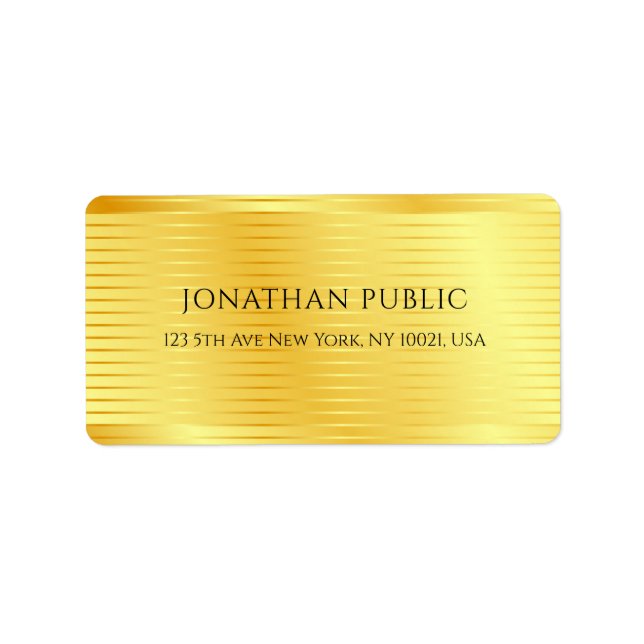 Étiquette Faux Gold tendance personnalisée Élégant Modèle mo (Devant)