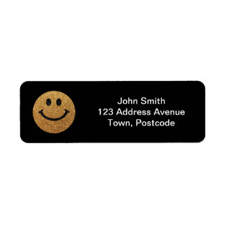 Étiquette Faux Parties scintillant Gold Happy Face - brillan