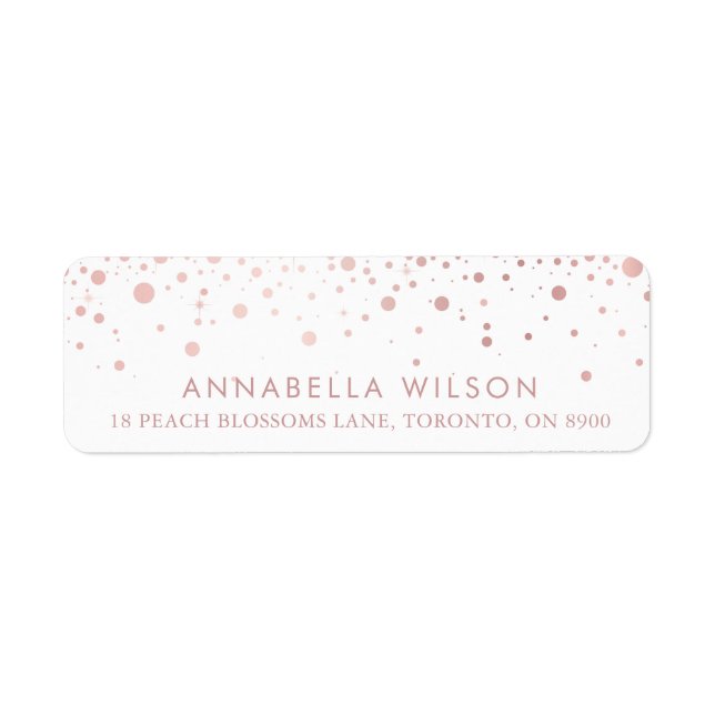 Étiquette Faux Rose Gold Foil Confetti Dots Modernes (Devant)