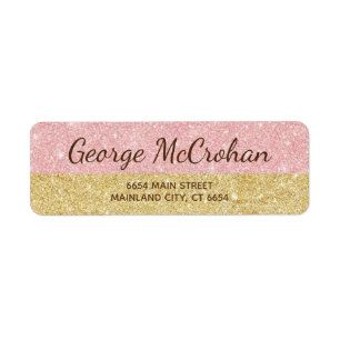 Étiquette Faux rose gold pailleté rose Adresse de retour
