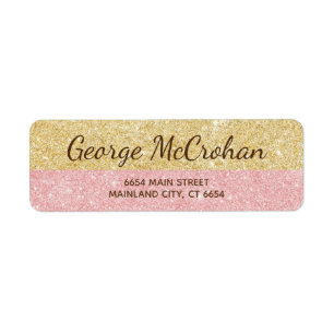 Étiquette Faux rose gold pailleté rose papier alu pour adres