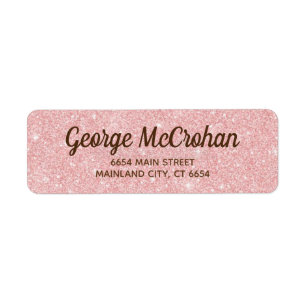 Étiquette Faux Rose Gold Parties scintillant Foil Rose Adres
