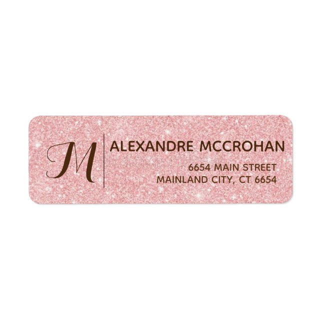 Étiquette Faux Rose Gold Parties scintillant Foil Rose Adres (Devant)