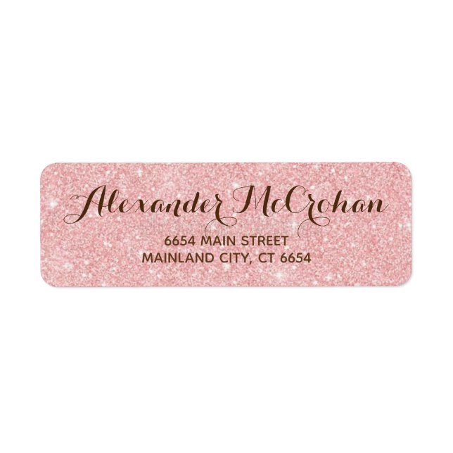 Étiquette Faux Rose Gold Parties scintillant Foil Rose Adres (Devant)
