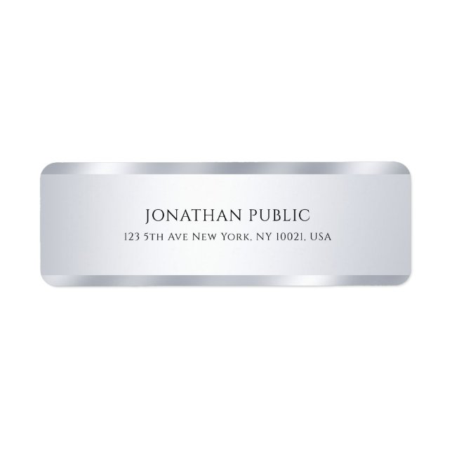Étiquette Faux Silver Moderne Simple Modèle élégant (Devant)