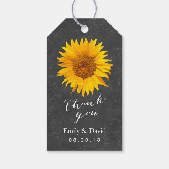 Étiquette Favor de mariage | Tournesol de tableau (Devant)
