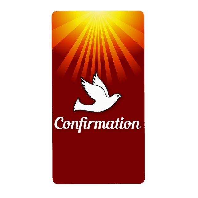 Étiquette Félicitations Dove de confirmation avec Or/Rouge (Devant)