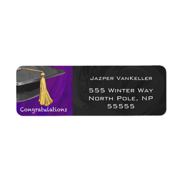Étiquette Félicitations Noir et Violet (Devant)