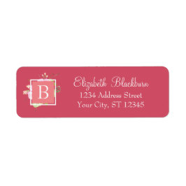 Étiquette Feminine Chic Floral Monogramme Adresse de retour