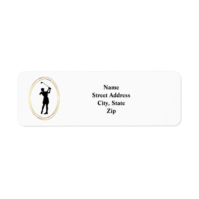 Étiquette Femme Golfer Silhouette Adresse de retour Label (Devant)