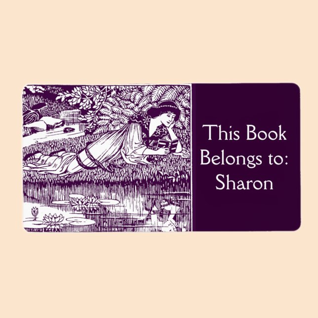 Étiquette Femme Lecture Art Nouveau Plaque (Créateur téléchargé)