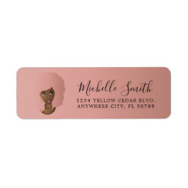 Étiquette Femme noire, cheveux rose naturel Afro
