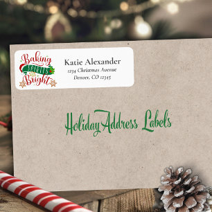 Étiquette Festif Baking Spirits Bright Custom Christmas