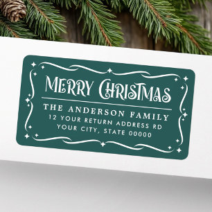 Étiquette Festif Joyeux Noël pin vert adresse de retour