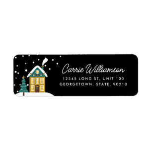 Étiquette Festif Winter Holiday House Retourner Adresse étiq