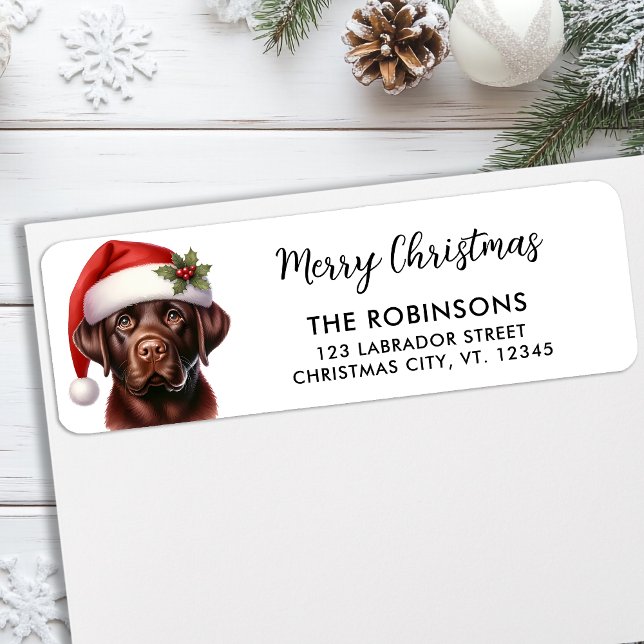 Étiquette Festive Labrador Dog Cute Christmas Retourner l'ad (Créateur téléchargé)