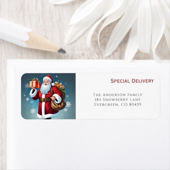 Étiquette Festive Santa Special Delivery Return Address (En situation)