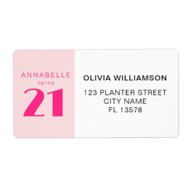 Étiquette Fête d'anniversaire moderne 21e Vingt et une rose