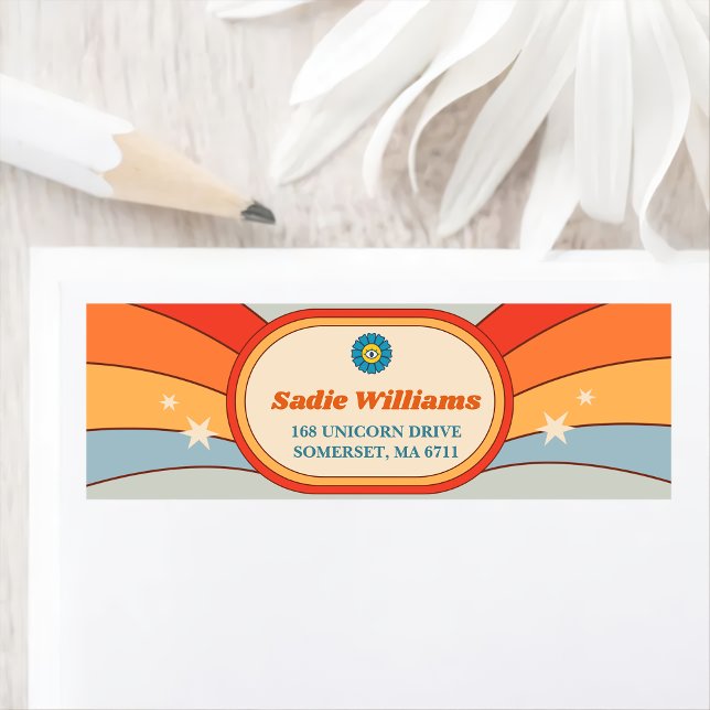 Étiquette Fête d'anniversaire super Retro Rainbow (Créateur téléchargé)