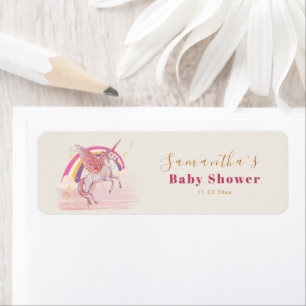 Étiquette Fête de Baby Shower Licorne Magique