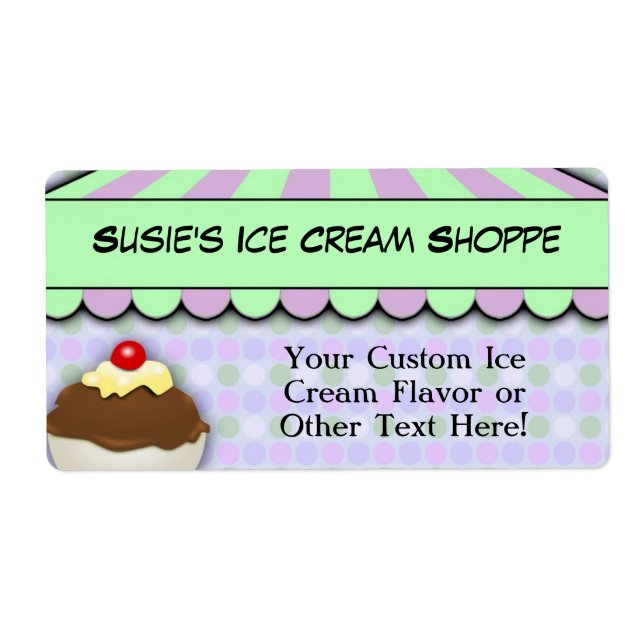 Étiquette Fête de la crème glacée, Pastel Sweet Shoppe (Devant)