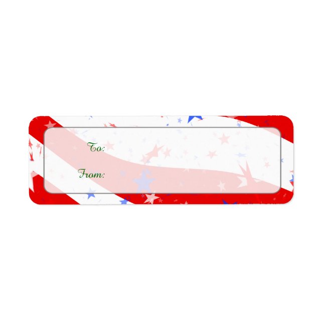 Étiquette Fête de l'Indépendance Étoiles courbées et rayures (Devant)