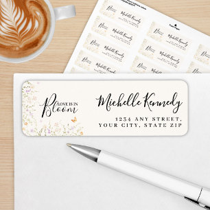 Étiquette Fête de mariage Floral Aquarelle L'Amour Est En Fl