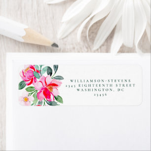 Étiquette Fête de mariage Florale Aquarelle Rose Chaud Jaune