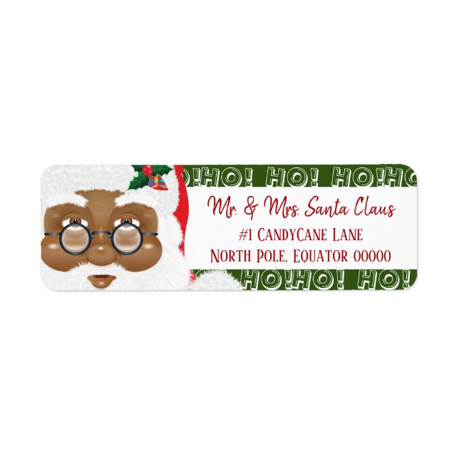 Étiquette Fête de Noël du Père Noël africain américain (Devant)