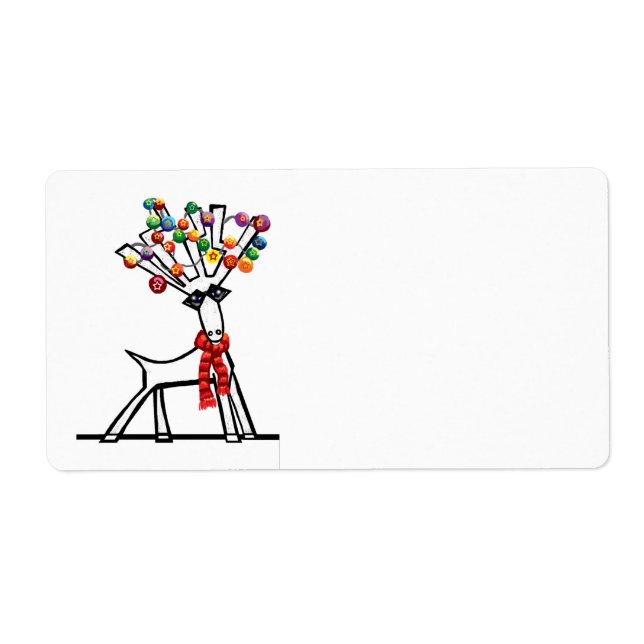 Étiquette fête de noël éclairer rennes (Devant)