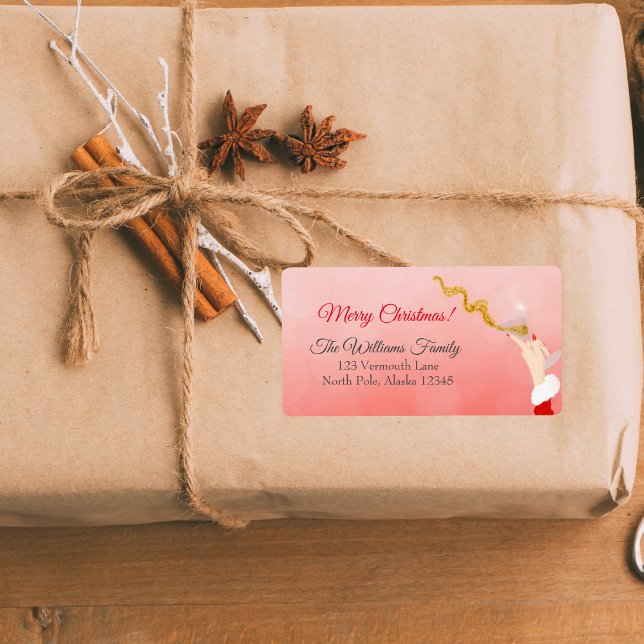 Étiquette Fête de Parties scintillant de Noël Martini Glass  (Créateur téléchargé)