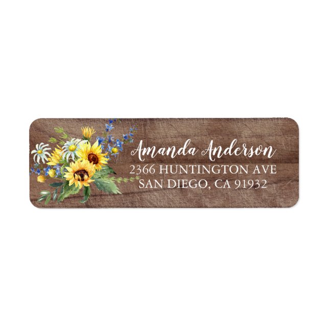 Étiquette Fête des mariées de tournesol jaune rustique Étiqu (Devant)