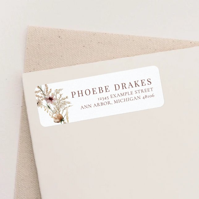 Étiquette Fête des mariées Fleur sauvage aquarelle Adresse d (Créateur téléchargé)