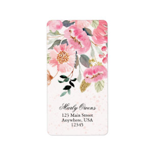 Étiquette Fête des mariées Fleur sauvage rose Chic Adresse d