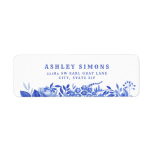Étiquette Fête des mariées florale bleue et blanche