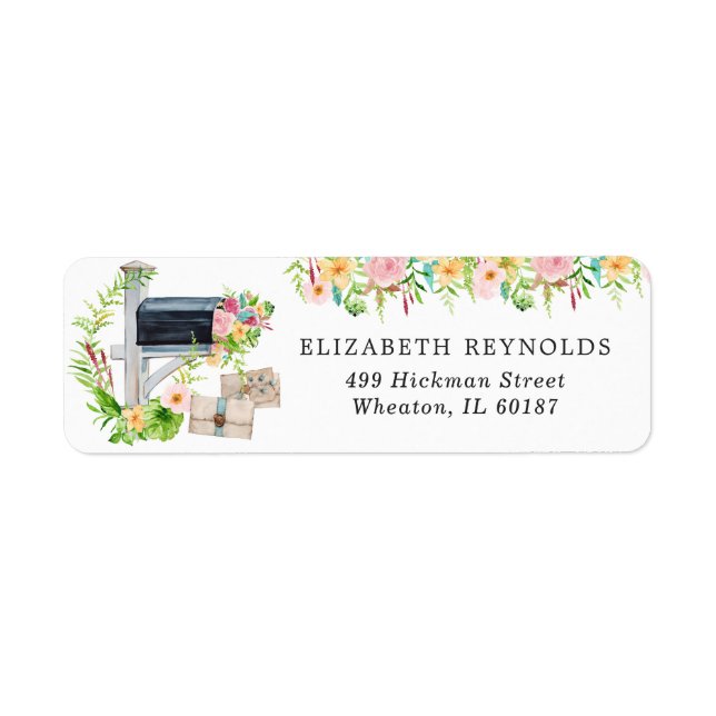 Étiquette Fête des mariées florale par courrier | Adresse de (Devant)