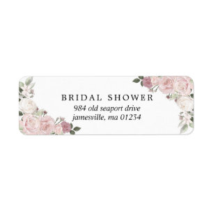 Étiquette Fête des mariées florale rose pâle Adresse de reto