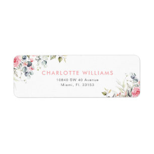 Étiquette Fête des mariées florale rose pâle Adresse de reto