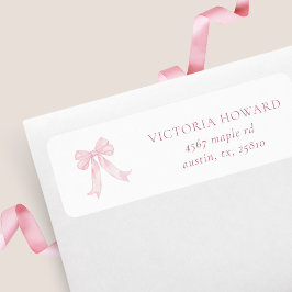 Étiquette Fête des mariées Girly Pink Bows Adresse de retour