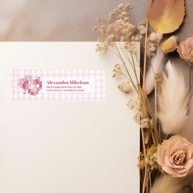 Étiquette Fête des mariées Retro Disco Cute Rose Bow (Créateur téléchargé)