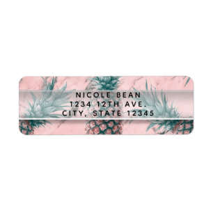 Étiquette Fête Moderne Tourbillon Marbré Rose Ananas