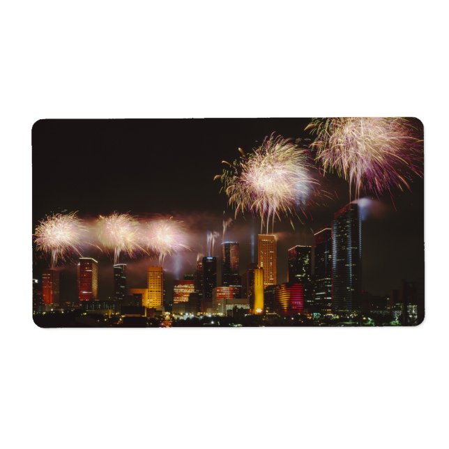 Étiquette Feu d'artifice à Houston Texas (Devant)