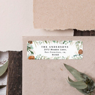 Étiquette Feuillage minimal moderne feuillage vert d'hiver f