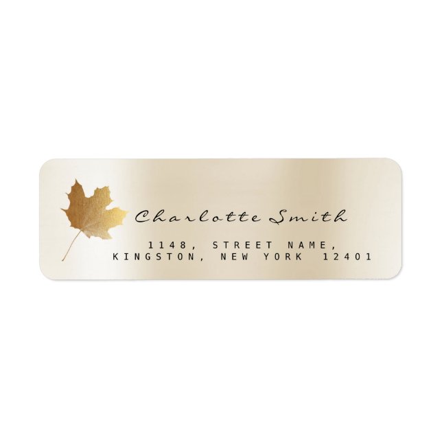 Étiquette Feuille d'érable d'or Pearly Ivory Creamy Étiquett (Devant)