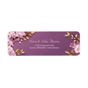 Étiquette Feuille d'Or Dorée à la Feuille Rose Fleur de Ceri