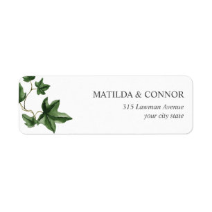 Étiquette Feuille Hedera Ivy mariage d'adresse personnalisée