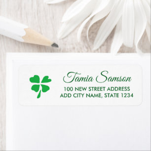 Étiquette Feuilles de trèfle vert tirant sur le blanc