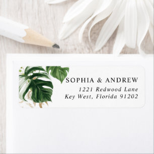 Étiquette Feuilles de verdure tropicale Adresse de retour La