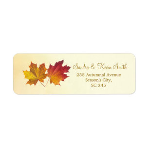 Étiquette Feuilles d'érable rouge et or Retourner l'adresse